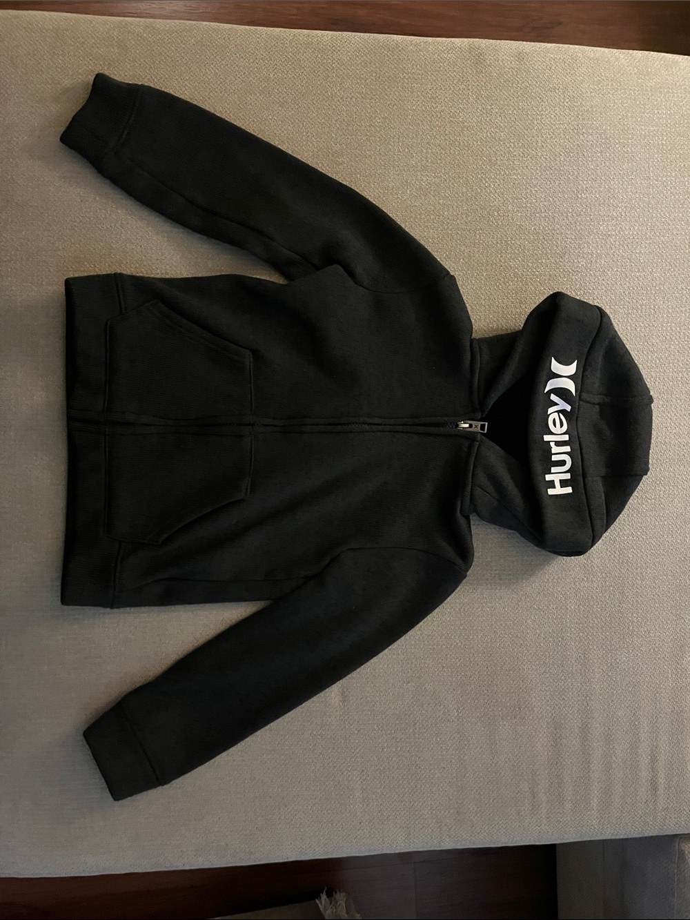 Hurley Black Zip-Up Hoodie with White Logo